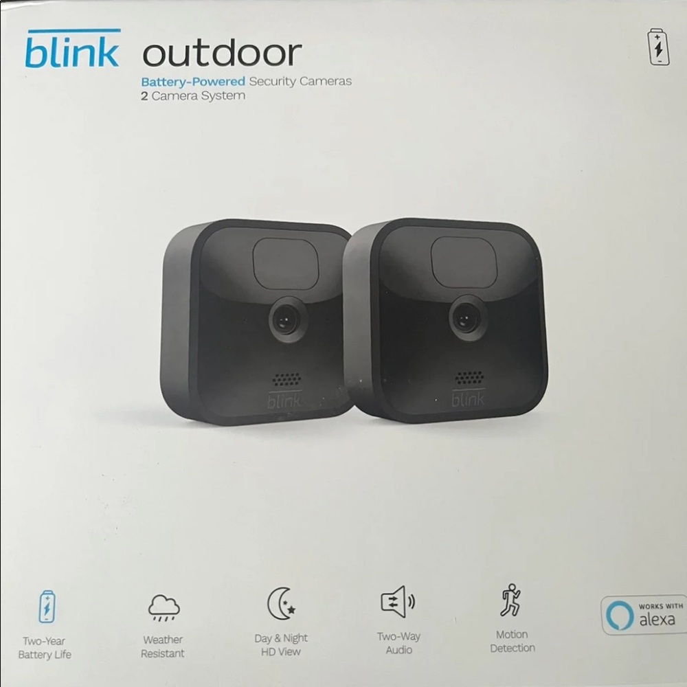 Blink outdoor cameras (2) and doorbell cam